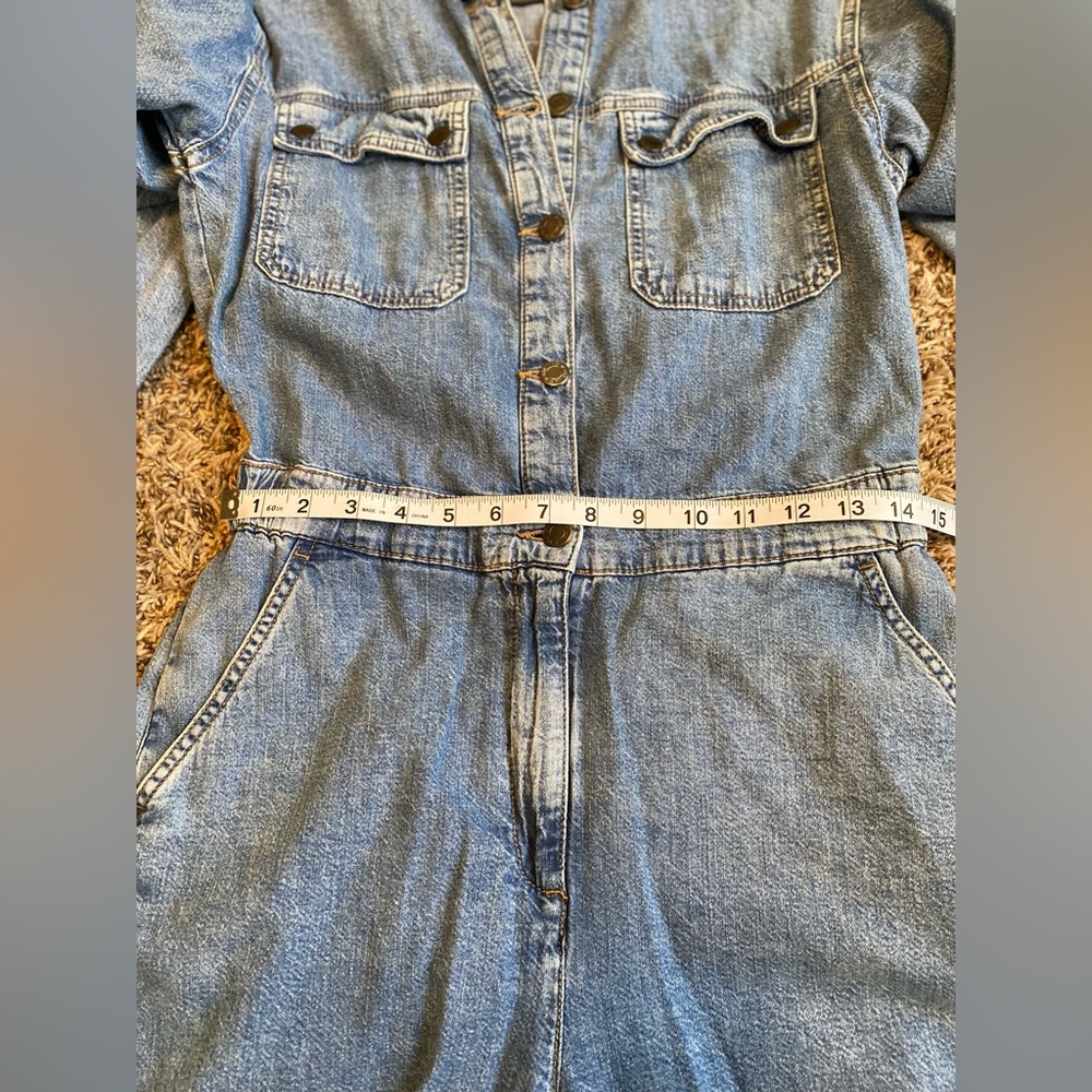 Mavi Eva Denim Jumpsuit Light Indigo Blue S - Picture 9 of 11
